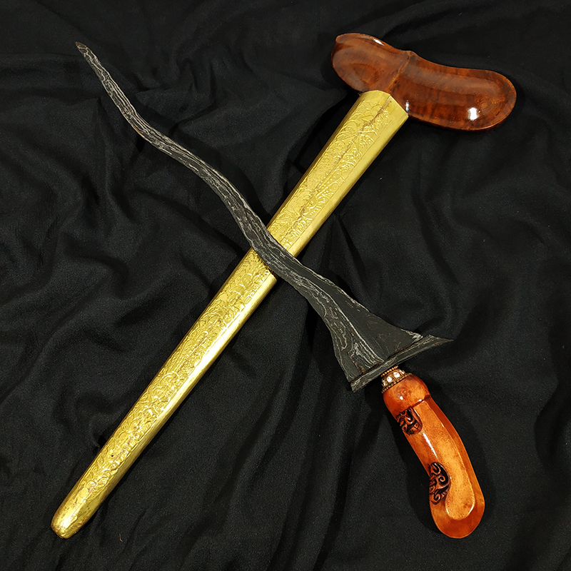 Keris Kolonadah Luk 5 Pamor Banyu Mili Sepuh Kuno Tua