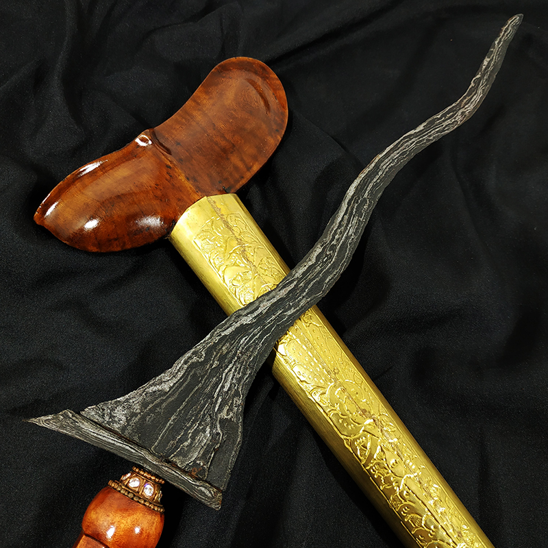 Keris Kolonadah Luk 5 Pamor Banyu Mili Sepuh Kuno Tua - Gambar 2